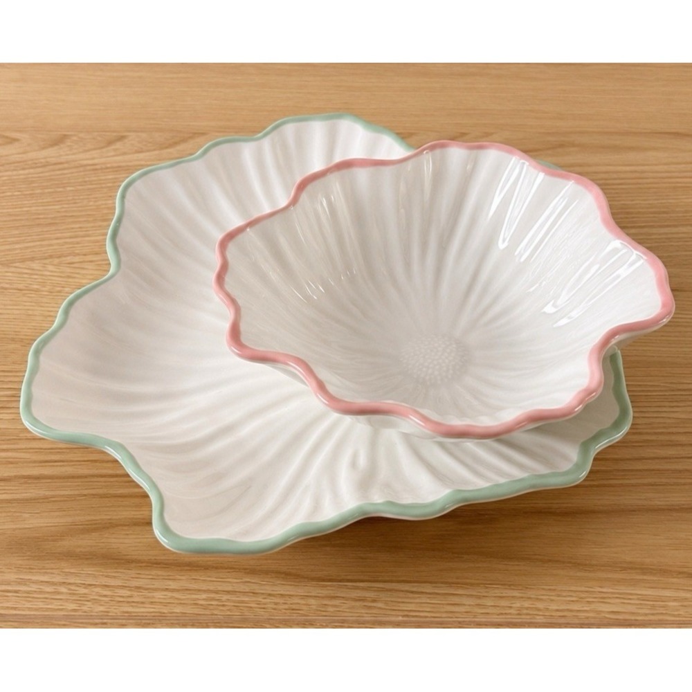 Lilly Pulitzer Floral Nesting Dish Set Pink Green‎ Ceramic 2 Piece New in Box